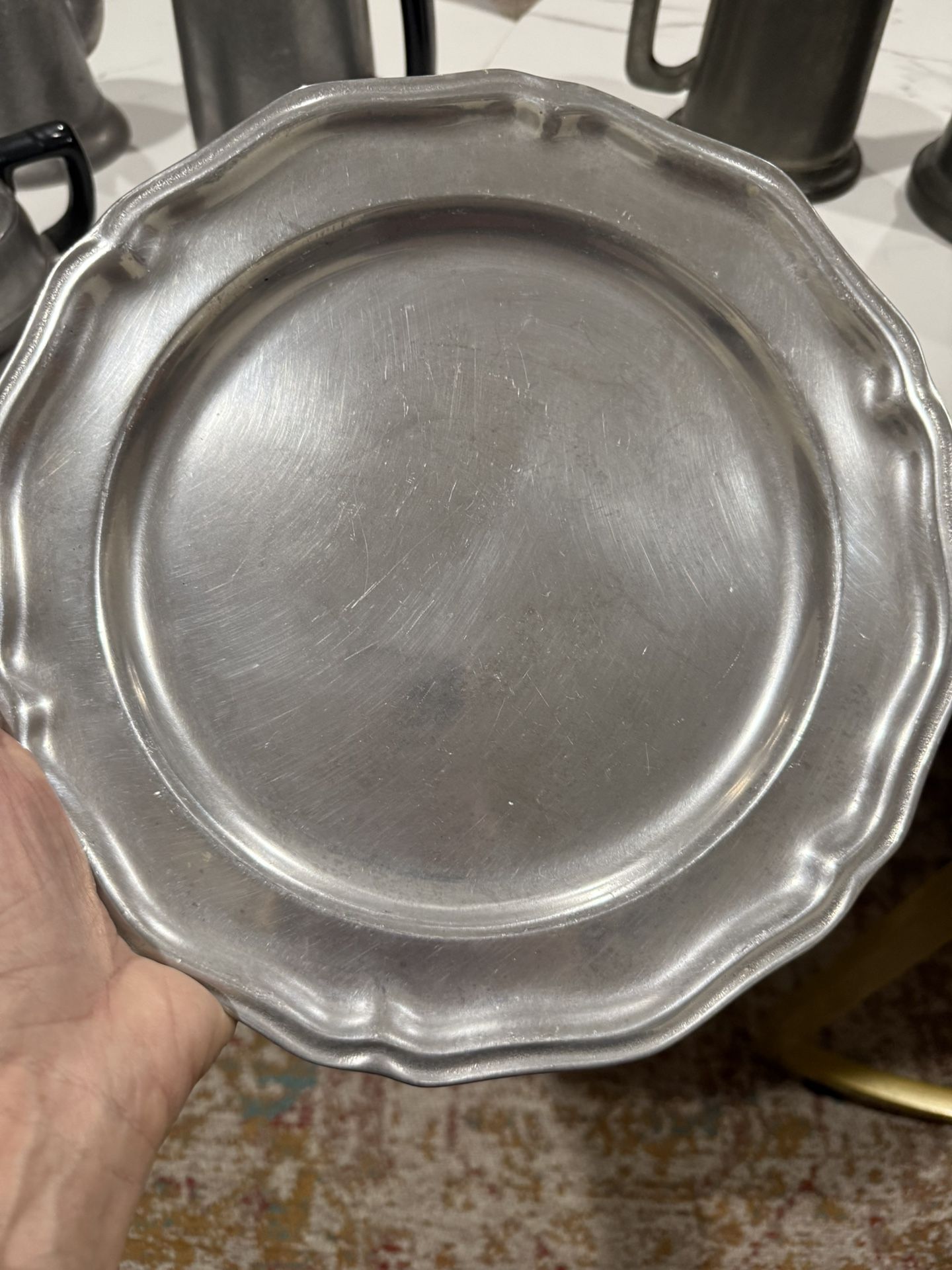 Set Of 7 Vintage Pewter Plates ( Make Me An Offer )