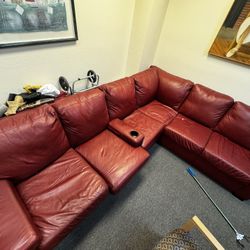 Red Leather Sectional 