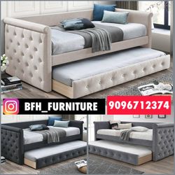 Twin Twin Size Light Brown Daybed With Orthopedic Mattress