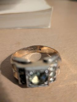 vintage 10k gold filled men's ring lab diamonds and stone