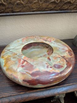 Vintage Onyx Stone bowl trinket keys jewelry