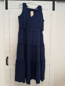 V Neck Sleeveless Tie Strap Maxi Sundress, Boho Swiss Dot