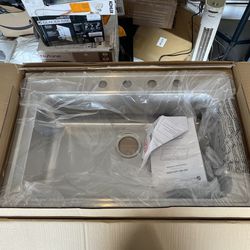 Glacier Bay 33 In. Drop-In Single Bowl 20 Gauge Stainless Steel Kitchen Sink