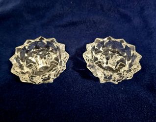 Starlit Parisian Pressed Glass Candle Holders – 3.5" Sparkle with Romantic French Charm