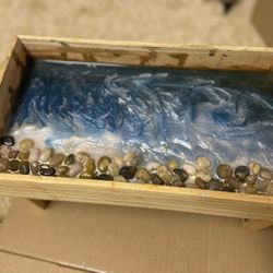 Ocean Theme Resin On Mini Unfinished Wooden Tray
