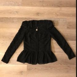 NEW Women Elegant Shimmer Like Ruffle Dress Coat Jacket Size S  