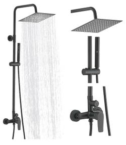 Matte Black Rain Shower System with Hand Shower
