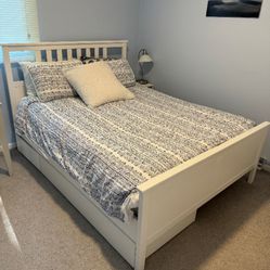 IKEA HEMNES Queen Bed Frame With 2 Storage Drawers
