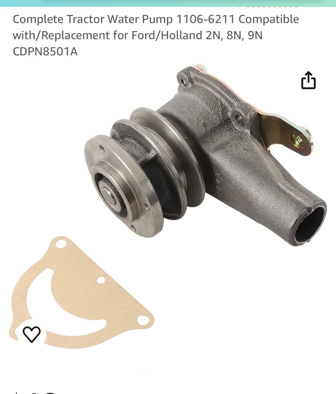Complete Tractor Water Pump 1106-6211 Compatible with/Replacement for Ford/Holland 2N, 8N, 9N CDPN8501A