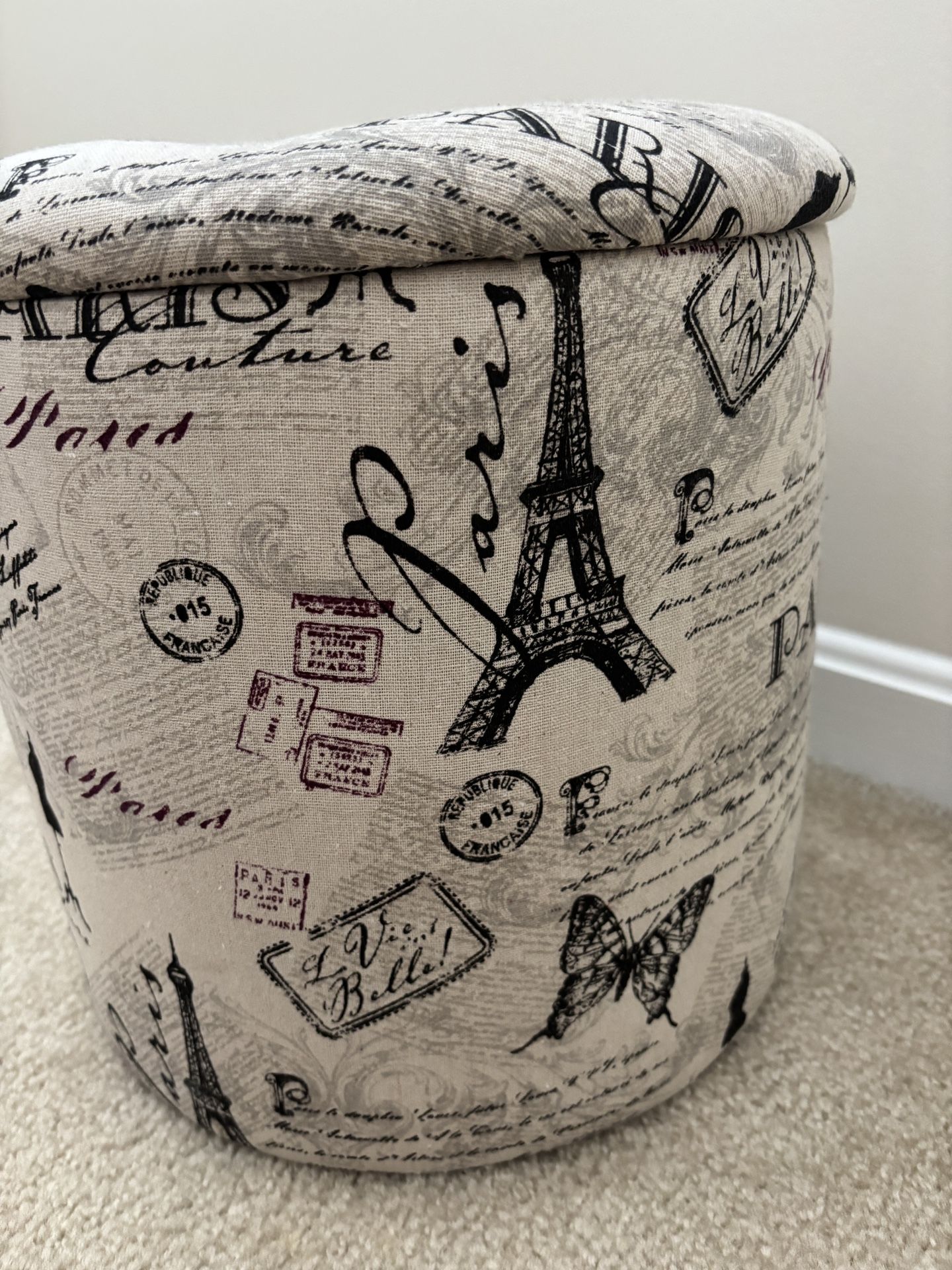 Paris Storage Stool w/ Lid - Fabric