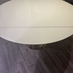 Milan DT-CRM Talia White Glass Round Dining Table 