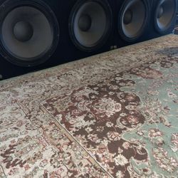 2 Double 18 Bass Cabinets  With Double Pro Xlr Plugs An Handles  And 2 4” Compression  Drivers