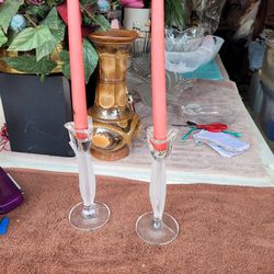 Crystal decorative Leaf Stemmed Candles holders