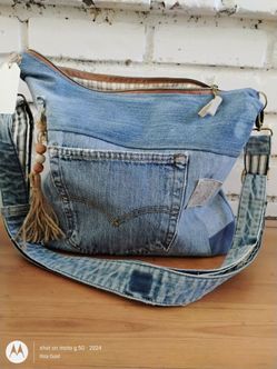 New upcyled denim hobo tote bag