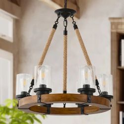 6 light wagon wheel chandelier