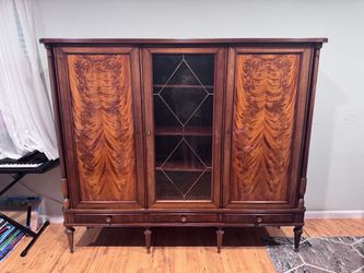 Vintage Flame Mahogany Bookcase / Display Cabinet – Federal Style – 76” Wide