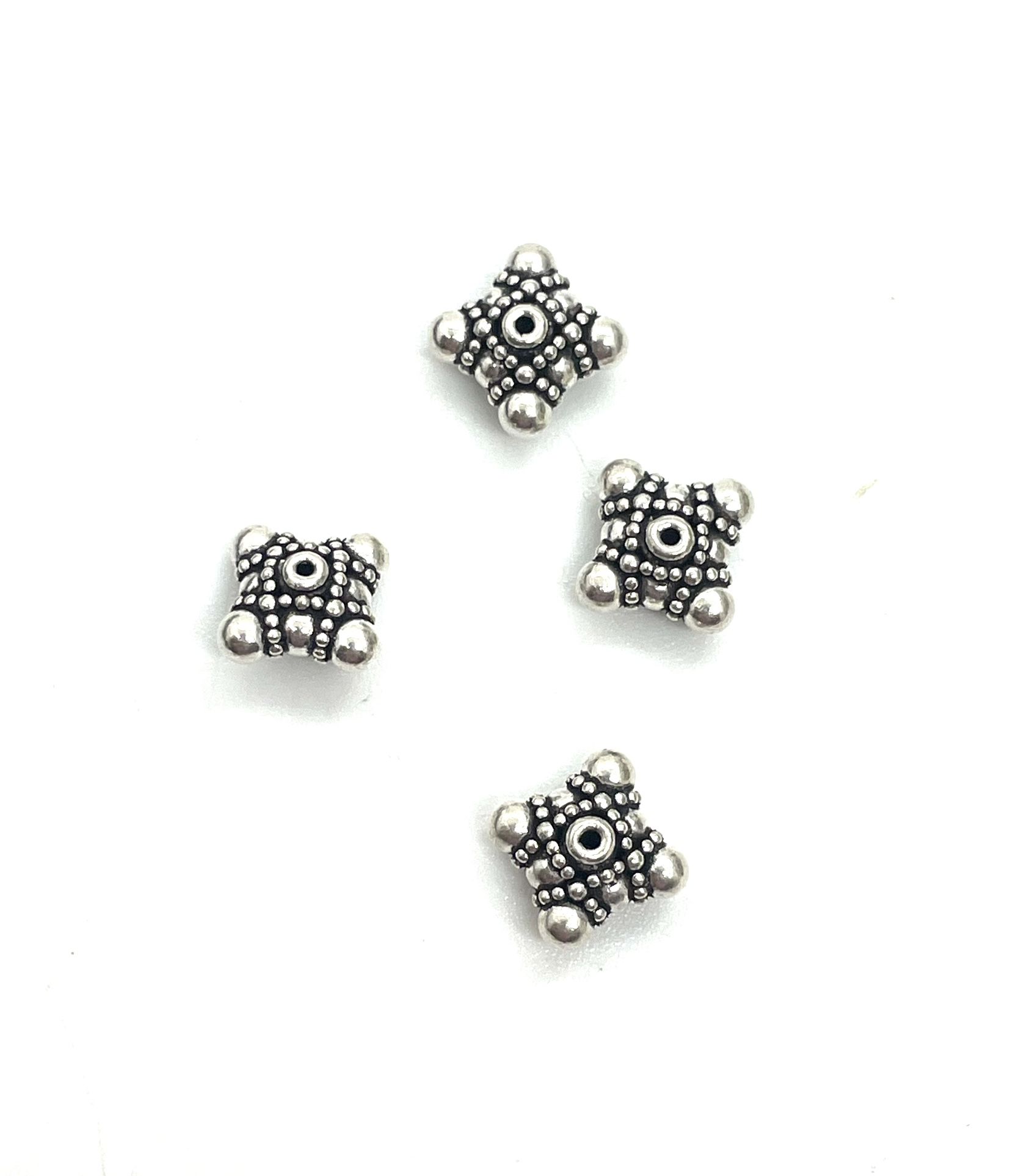 4 Sterling Square Saucer Bali Style Beads