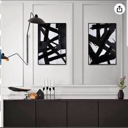 Black And White Abstract Wall Art - Black Painting Stroke Graffiti ArtworkOP