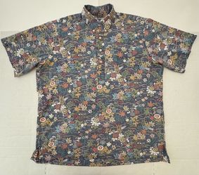 Pre Owned Fair Fade Reyn Spooner  Hawaiian Floral  1/2 1/4 Button Shirt  Short Sleeve Multicolor Men  Size XL