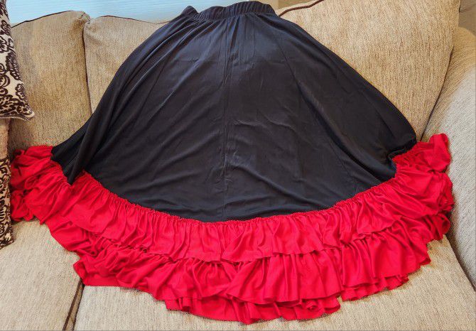 Flamenco Practice Skirt Red Small