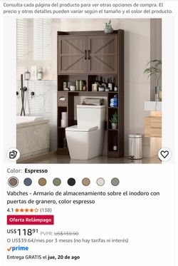 Dark Wood Over-the-Toilet Storage Cabinet
