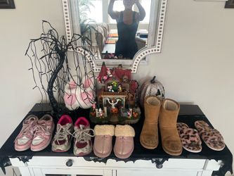 Footwear Bundle: Nike Dunks, Bearpaw Boots, bearpaw slip-ons, Barbie Slippers, saucony