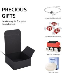 50 Black Small Gift Favor Boxes for Presents Packaging Treats Gift Tags NEW