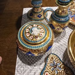 Ceramic Church Paten Hand Painted with Pure Gold Handmade in Italy Mosaic