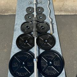 Olympic Weight Set With Curl Bar 