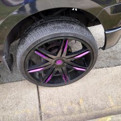 Full Set Of 26 Inch Black Universal Black Rims And Tires