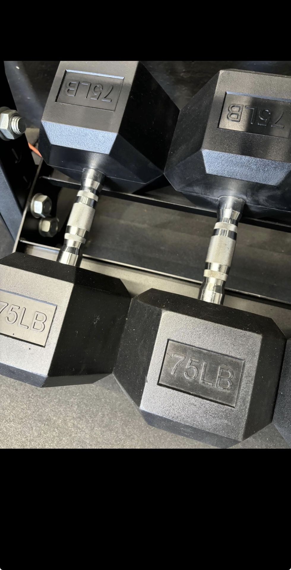 Hex Rubber Dumbbell Pair 75 Ib Vesta Fitness