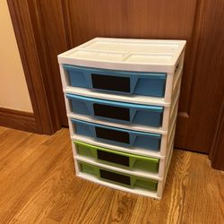 5 Drawer Blue And Green Storage.