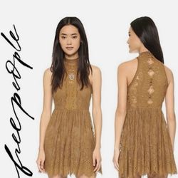Free People Veruschka Lace Mock Neck Mini Dress- Size 0