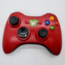 Xbox 360 Wireless Controller OEM Microsoft Red Black w Back Battery Cover Tested