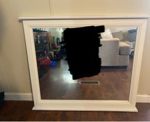 Large White Wood Framed Wall Mirror 31x37 in ( 3 available)