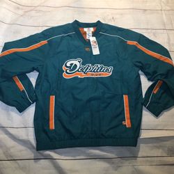 New With Tags NFL Team Apparel Miami Dolphins Vintage Windbreaker Pullover Size Medium