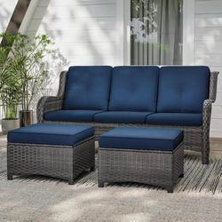 Assembled New 3-Piece Patio Furniture Set - Outdoor Bistro Conversation Set All Weather Wicker Chair