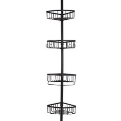 Black tension rod corner shower caddy