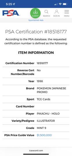 THE HOLY GRAIL: PIKACHU ILLUSTRATOR PSA 9 MINT - MOST VALUABLE