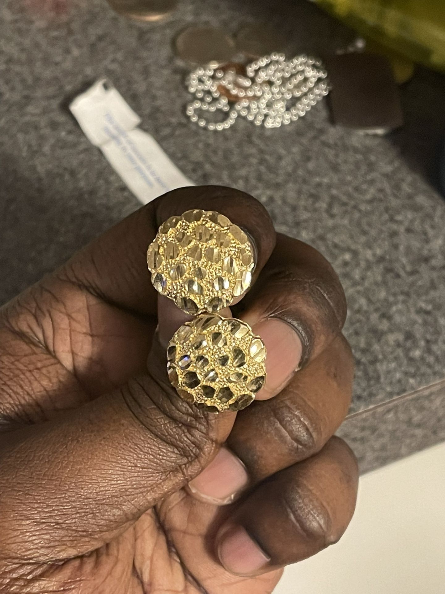 10k Gold Nugget Turtle Shell Earrings