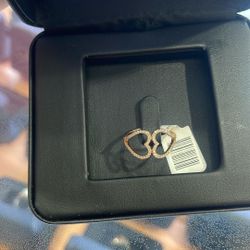 10k Rose Hold 0.10cttw Diamond Double Heart 