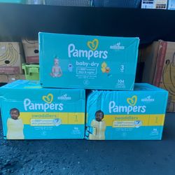 NEW Pampers Diapers Bundle – Sizes 1 & 3 (Swaddlers + Baby-Dry) – 296 Total Diapers