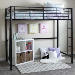 Walker Edison Timothee UIndustriMetal Twin over Loft Bunk Bed, Twin Size, Black