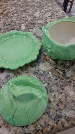 Head of lettuce ceramic bowl