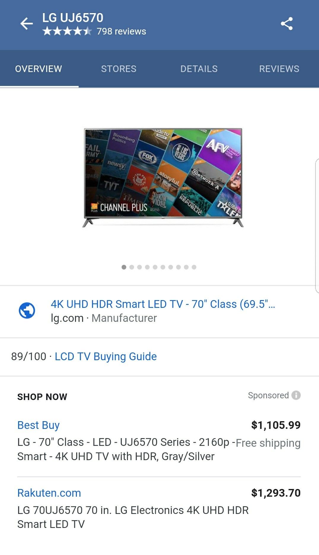 Smart TV LG 70uj6570 70-in