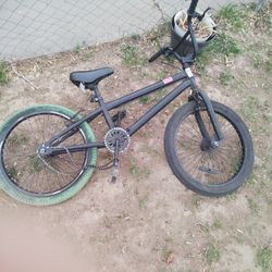 BMX Bike Black With Green And Black Wheels It Is A Kid 10+