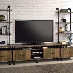 Brand New Rustic Oak/Black TV Stand