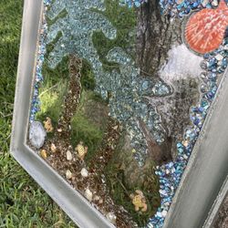 Broken Glass Resin Palm Tree Picture Large 