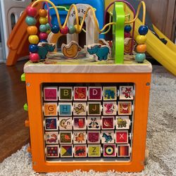 B Toys Wooden Activity Cube • LIKE  NEW
