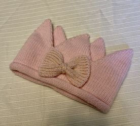 Beautiful Pink Knit Baby Crown With Bow Size 0-6m From Target